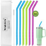 WALFOS 14.5 inch Extra Long Reusable Silicone Straws, Big Sizes Flexible Bendable Straws for 1/Half Gallon Large Water Bottles, 128 75 64 40 OZ Tumbler with Cleaning Brush (6pcs)