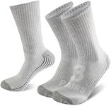 Sunew Thick Men Bamboo Socks, Unisex Compression Running Hiking Crew Moisture Wicking Anti Slip Indoor Home Training Tennis Dress Socks Gray 3 Pairs L