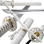 Traditional Heat/Clay Tempered Hand Forged | Real 1060/1095 T10 high Carbon Steel | Practical Authentic Japanese Samurai | Full Tang (White Plum)