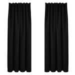 Deconovo Curtains 84 Inch Drop Blackout Curtains Super Soft Window Treartment Thermal Insulated Pencil Pleat Energy Saving Window Curtains for Bedroom 52 x 84 Inch Drop Black 2 Panels