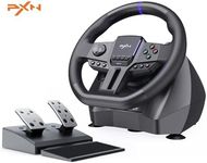 PXN V900 GEN2 Gaming Steering Wheel - Steering Wheel Pc, 270&900 Degrees, Vibration Feedback, Hall Pedal, Shift Paddles, Tools App - Gaming Steering Wheel for PC, PS3, PS4, Xbox, Switch