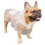iChoue Dog Raincoat Packable Waterproof Adjustable with Reflective Straps Lightweight Rain Jacket Poncho for Medium French Bulldog Pug (Clear, M)