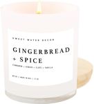 Sweet Water Decor Gingerbread and Spice Candle | Orange, Lemon, and Ginger Candles Scented Soy Candles for Home | Christmas Candle 11oz White Jar with Wood Lid, 50+ Hour Burn Time, Made in the USA