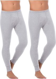 BestSale247 Lot de 2 caleçons thermiques longs pour homme - Intérieur en polaire - Sous-vêtements d'hiver chauds - Sous-vêtements de ski en coton, gris, M