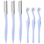 Face Razor Eyebrow Razors Face Shavers with Cover for Women 6PCS Dermaplaning Blades kit for Face Eyebrow Shaper Tool Hair Trimmer Facial Razors for Women - Blue