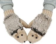 Winter Gloves Mittens Like Lovely Hedgehog For Women, Beige