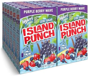Wyler’s Light Island Punch Singles To Go, Purple Berry Wave, 10-Count Box (12 Pack) – Low Calorie Powdered Drink Mixes, Caffeine Free, Gluten Free, and Zero Sugar