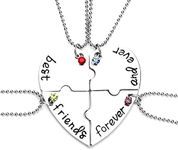 4 BFF Gifts Necklaces for Girls Matching Necklace for Best Friends Forever and Ever Necklace for BFF Birthday Christmas Presents for Best Friend Besties Friendship Gift Necklace