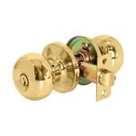 XFORT Bello Entrance Knob Set Polished Brass, Door Knob with Lock for Internal Wooden Doors, Complete Set with Tubular Latch and 3 Keys