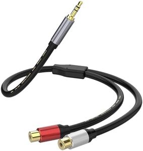 3.5mm to 2RCA Cable(1FT), 3.5mm Male to 2RCA Female Adapter Hi-Fi Sound RCA Auxiliary Stereo Audio Cord Gold Plated RCA Y Splitter 1/8 to RCA Connector Compatible for Tablet MP3 Computer Speaker