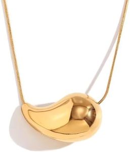 FYXOTI Teardrop Necklace Gold Plated Drop Pendant Necklaces for Women,14k Gold Silver Drop Necklace Chunky Gold Necklace for Women Girls Hypoallergenic Jewelry Gifts, Stainless Steel, No Gemstone
