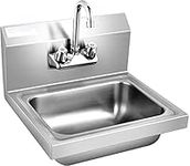 PETSITE Stainless Steel Hand Wash Sink with Faucet, Commercial NSF Wall Mount Sink for Home Kitchen 17 x 15 Inch