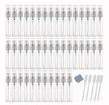 Elfenstall- 50pcs Mini 5ml Fine Mist Glass Refillable Perfume Empty Bottle Atomizer Pump Spray for Travel Party Glass Clean Cloth + Free 5PCS 3ML Dropper