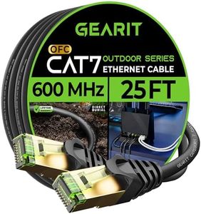 GearIT Cat7 Outdoor Ethernet Cable, SFTP Shielded Foil Twisted Pair, Waterproof - Black/Red