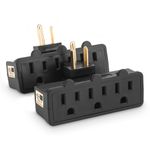 Cable Matters [UL Listed] 2-Pack 3 Outlet Grounded 180 Degree Swivel Wall Tap in Black (Swivel Outlet, 3 Plug Outlet Adapter, Multi Plug Outlet, Outlet Extender)