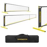 SANGMUCEN Pickleball Net, Pickleball Net Set with Regulation Size 22 FT & Half Court 11 FT Net, Portable Pickleball Net for Driveway Court,Yellow