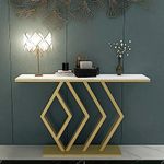 The Attic Olga Console Table for Living Room|Marble + Iron|White + Gold Matt Finish