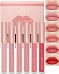 Nude Pink Red Matte Lipstick Set-6Pcs Natural Velvet Air Moisture Smooth Crayon Lip Tint Stain, Long Lasting Waterproof Non-stick Lip Gloss Lipstick for Women, Mother’s Day Makeup Gift-Set A