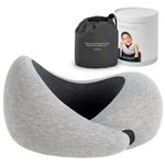 Ostrichpillow Go Neck Pillow - Premium Memory Foam Travel Pillow, 360º Ergonomic Design, Asymmetrical Sides, Travel Bag Included, Washable Modal Cover (Midnight Grey)