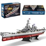 MISINI M6320 Military Series WWII Battleship Clamping Building Blocks Technology, 2228 Pieces USS Missouri Battleship, Large MOC Toy Ship Gift Building Set for Adults