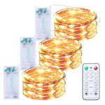 innolife Fairy Lights Battery, 3M 30LEDs 8 Modes String Lights Battery Operated, Fairy Lights Indoor/Outdoor with Remote Timer for Bedroom, Party, Wedding, Christmas Decorations(3 Pack, Warm White)