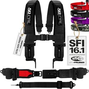 1pc Black SFI 5 Point Harness for Bucket Seat, Latch Release, SFI Racing Harness 5 point, Race Car, Off Road, UTV, RZR 5pt