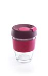 TintBox TintCup Borosilicate Glass Coffee Mug with Lid | Premium Glass Coffee Cup Sipper with Silicone Grip and Lid | for Office, Travel | Mighty Pink | 350 ml | Pack of 1