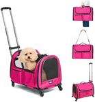 Paw Ballet Large Cat Carrier with Wheels, Foldable Rolling Pet Dog Carrier with Wheels Big Pocket, Cat Carrier Travel Bag for 2 Cats Dogs Under 30 lbs for Outdoor Vet Visits, Pink