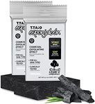 T.Taio Esponjabon Charcoal Soap Sponge - Cleansing Shower Scrubber - Cleaning Bath Wash Scrub - Oil Removal - Massage & Lather Foot, Elbow, & Face - Bathroom Accessories - Charcoal (2-pack)