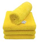 SOFTSPUN Microfiber High Loop Cleaning Cloths, 40x60 cms 4 pcs Towel Set 380 GSM (Yellow) Highly Absorbent, Lint and Streak Free, Multi-Purpose Wash Cloth for Kitchen, Window, Silverware.