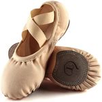 Phineein Toddler/Kid Canvas Pro Stretch Ballet Shoes - Dance Slipper for Kids Yoga Shoes, Tan, 1 Big Kid