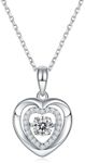 DINCEY Moissanite Heart Embrace Necklace - 925 Sterling Silver Rhodium Plated Diamond Necklace for Women - D Color, VVS1, Round Brilliant - Minimalist Modern Jewelry, 16-18 inches, Sterling Silver,