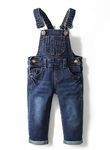 KIDSCOOL SPACE Baby Boy Girl Jean Overalls,Toddler Slim Cute Denim Jumper,Blue,12-18 Months