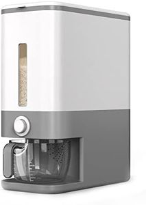 Rice Dispenser, Large Sealed Grain Container Storage with Measuring Cup, Food Cereal Container Bins for Flour Cereal Kitchen Storage (Grey)