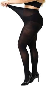 MANZI Women's Black Tights Plus Size 2 Pairs Control Top Basic Pantyhose XXL