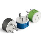 OREI India, Nepal, Maldives Power Plug Adapter with 2 USA Inputs - Travel 3 Pack - Type D (US-10) Safe Grounded Use with Cell Phones, Laptop, Camera Chargers, CPAP, and More