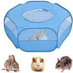 Small Animal Cage, Pet Playpen, Play Tent with Top Cover, Bedding Fence, Portable Pen for Hamster, Guinea Pig, Rabbit/Bunny, Puppy, Ferret, Rat, Cat, Chinchilla, Bearded Dragon, Hedgehog (cover, blue)