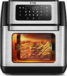 SToK (ST-AFD-10L) Electric Fryer with 3D Smart Rapid Air Technology/LED Digital Touchscreen/8 Presets/10 Liter Large Basket Capacity 1500-W Electric Hot Air Fryers - Silver (1 Year Offsite Warranty)