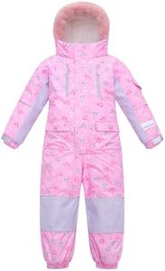 Yueta Kids One Piece Snowsuit Baby Girls Ski Suit Jackets Jumpsuits Waterproof Winter Snowboarding for 3 Years Toddler