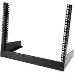 StarTech.com 2-Post 8U Desktop Server Rack, Small Open Frame 19in Computer Rack, Compact Network Rack for AV / Studio / Data / IT Equipment, Free Standing Two-Post Home/Office Rack (RK8OD)