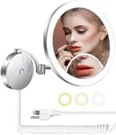 9.5" Wall Mounted Makeup Mirror with Lights, 3 Colors Lights & Brightness Dimmable - 1X/ 10X Magnifying, 360° Swivel LED Bathroom Mirror Shaving Mirror (Chrome)