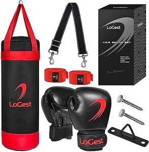 LoGest Punching Bag for Kids Boxing Set - Suitable for Kids Punching Bags 3-8 Years of Age - Boxing Gloves & Hand Wraps Included - Youth Children Boxing MMA Kickboxing Muay Thai Karate Punching Bag