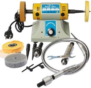 TongBF 220V 350W Multifunctional Jewelry Rock Polishing Buffer Machine, Mini Bench Lathe Jewelry Tools DIY Gem Grinding Cutting Machine 10,000 RPM with Accessories,AU Plug