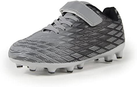 Sooneeya Kids Soccer Cleats - Unisex Child Outdoor Turf FG Athletic - Indoor Trainer Shoe Grey Size 6 M US Big Kid