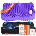 Gel Seat Cushion, Extra19.7"Chair Seat Pads for Wheelchair, Soft Cushions for Car Office Chair for Pressure Coccyx Sciatica Pain Relief, Ergonomic Cooling Breathable Cushion for Long Sitting Lilac