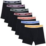 INNERSY Men's Cotton Boxer Briefs Stretchy Underwear Multipack for a Week(Weekly Black,Large)