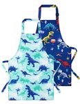 WERNNSAI Kids Aprons - 2 Pack Art Aprons for Kids Aprons for Cooking Toddler apron Baking Painting Gardening Waterproof Bib Apron for Kids with Pocket Adjustable Art Smocks