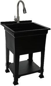 UTILITYSINKS USA-Made Plastic Freestanding 24 in x 24-Inch UtilityTub Heavy Duty Compact Utility Sink Ideal for Workshop, Laundry Room, Garage, Greenhouse, Pet Wash Station (Black)