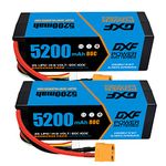 DXF 4S Lipo Battery 14.8V 80C 5200mAh Hard case Battery with XT90 Plug for RC Buggy Truggy Crawler Monster Car Boat Truck (2 Pack)