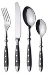 tableware-GQ 24-pcs cutlery set forged type with black handles and rivets@24 pcs.